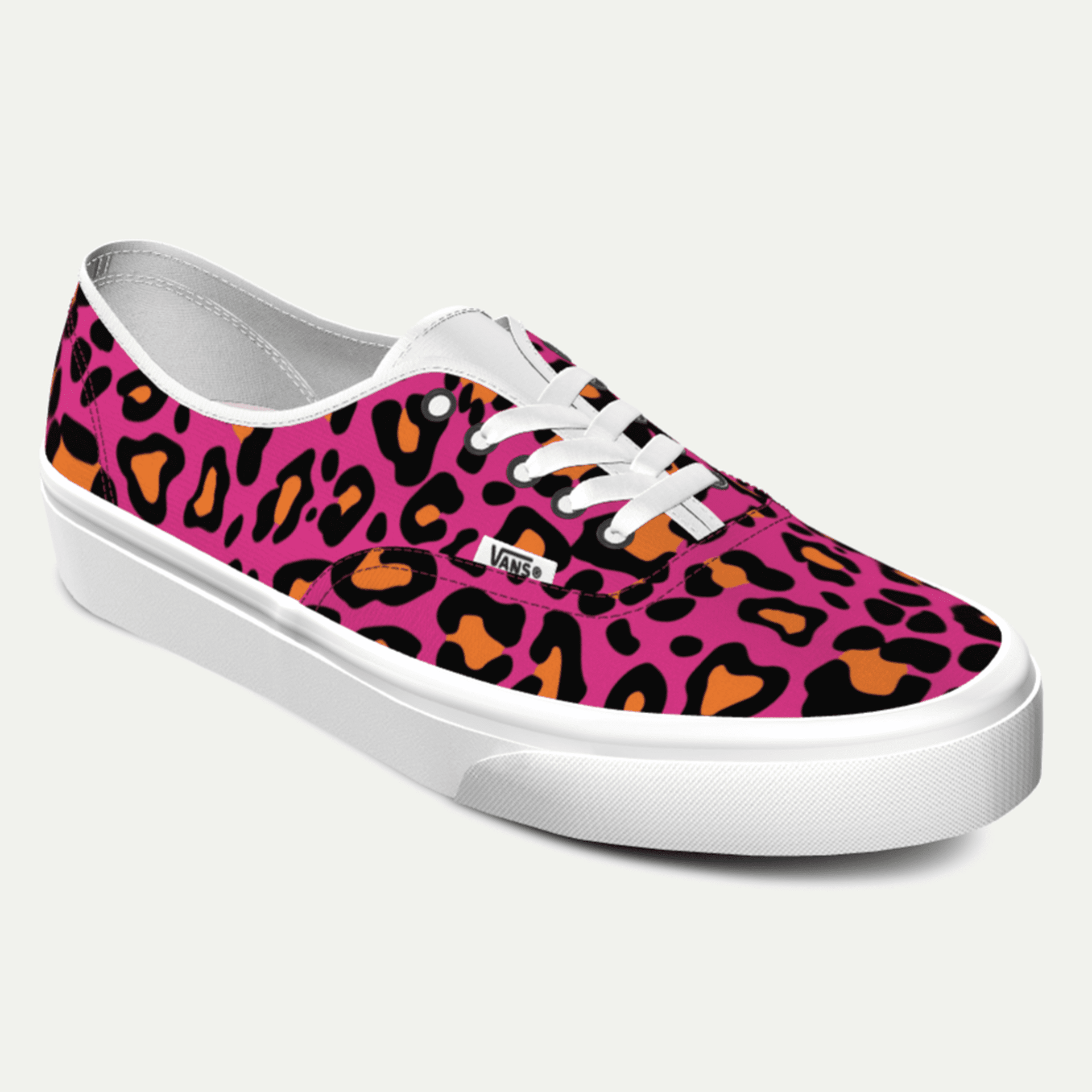 Funky Yeti x Vans Customs Authentic Shoes Pink Leopard