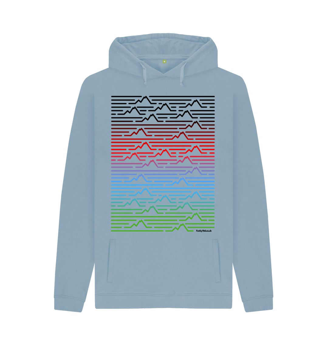 Stone Blue Men's Mountain Range Organic Pullover Hoodie - Piste Colours