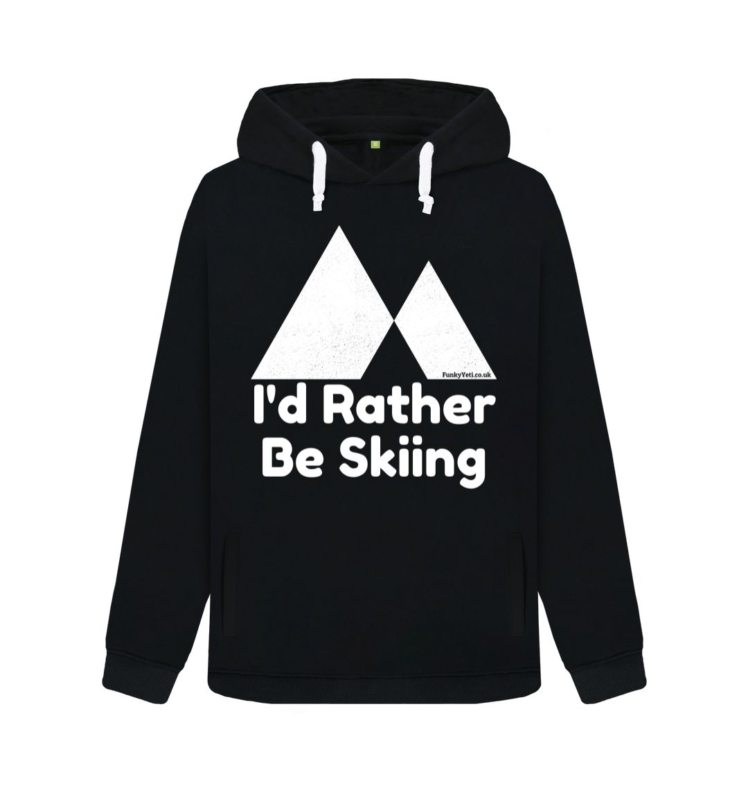 Black Funky Yeti Women's Pullover Hoodie - I'd Rather Be Skiing