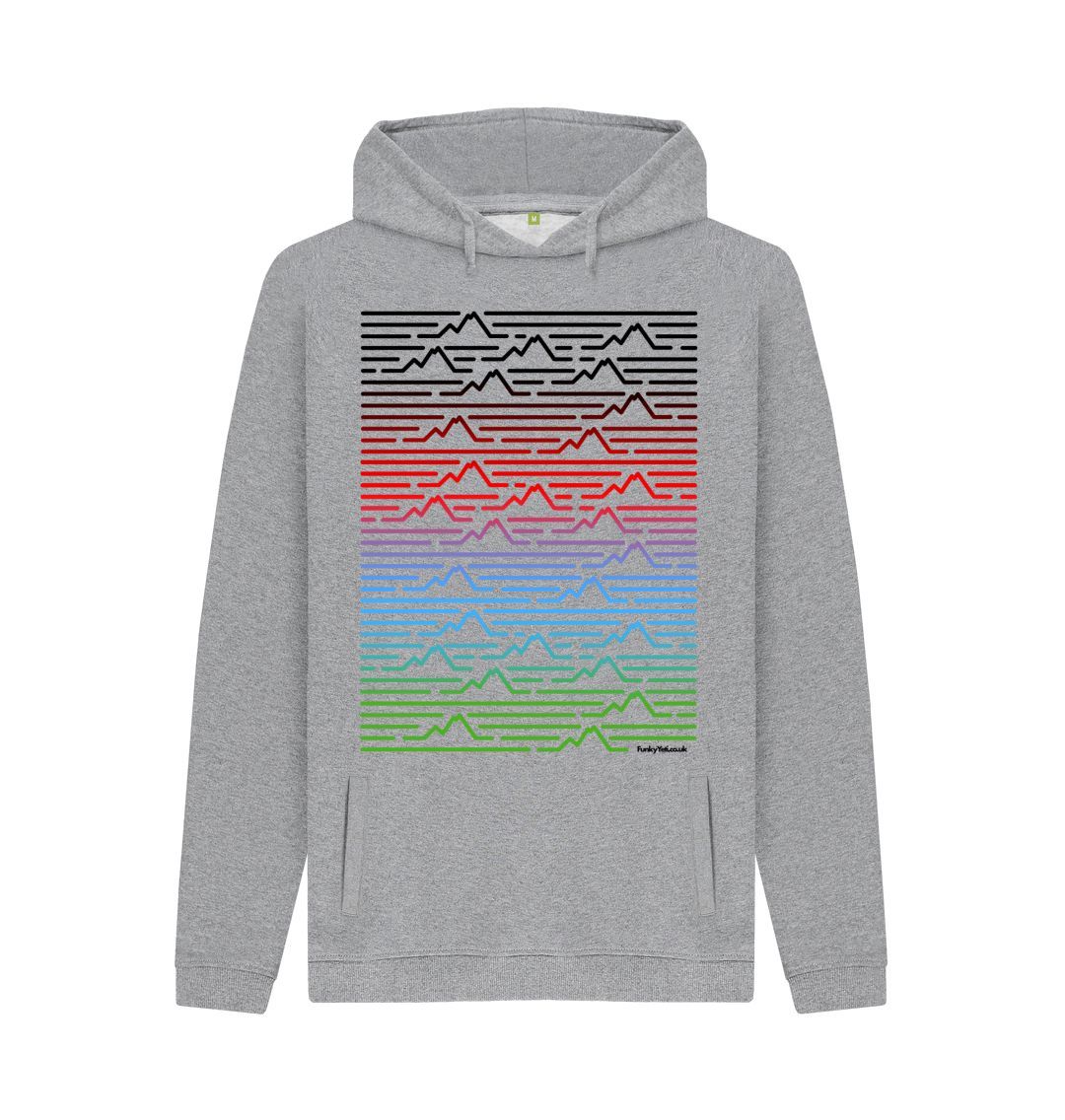 Light Heather Men's Mountain Range Organic Pullover Hoodie - Piste Colours